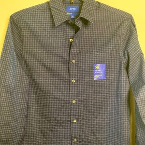 Men’s Apt 9, Dress Shirt Navy with Stripes